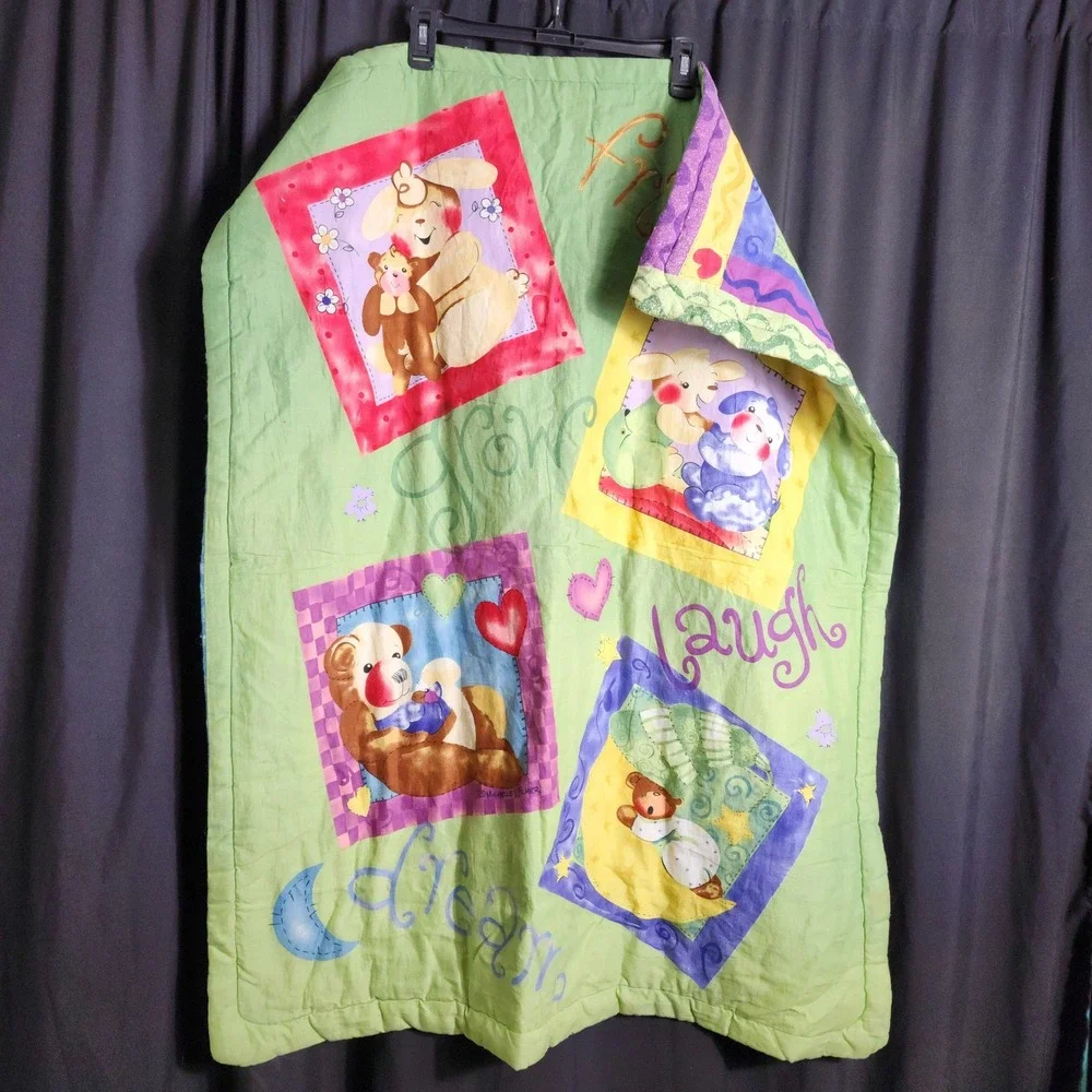 Michelle L Palmer Baby Quilt Reversible Animal Nursery Blanket 32x42 Multicolor